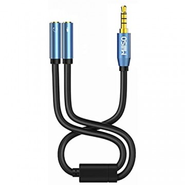 MillSO Combo Audio Adapter - 3.5mm Y Splitter für PC Gaming Kopfhörer (2x3 Pole Buchse auf 1x4 Pole Stecker) Klinke Headset Adapter für Xbox One PS4 Smartphones und Laptop