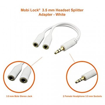 Mobi Lock 3.5mm Audio Stereo und Kopfhörer/Headset Y-Splitter Adapter für iPhones iPad iPod Android Tablets Laptop und Andere Audiogeräte