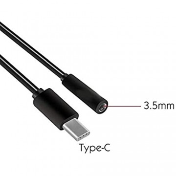 MOELECTRONIX USB 3.1 Typ-C Headset Klinke passend für Blackview BV9700 Pro | mit langem Anschluss | USB-C auf 3.5mm Kopfhörer | Buchse Aux-IN Audio Adapter Kabel SCHWARZ