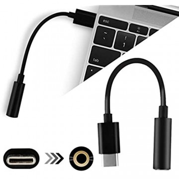 MXECO Mini Portable Typ C auf 3 5 mm Kopfhörerkabel Adapter USB 3.1 Typ C USB-C Stecker auf 3 5 Audio Buchse (schwarz)