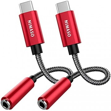 NIMASO USB C zu 3 5mm Kopfhörer Adapter Aux USB C auf Klinke Audio Adapter für Huawei P30 Pro/P20/P20 Pro/Mate 10/20 Pro Samsung S20/S20 Plus/Note 10/A80 One Plus 7/6T Pixel 3/2XL XIAOMI8 Rot