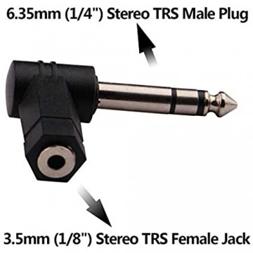 oxsubor 1/10 2 cm TRS auf 3 5 mm rechten Winkel Adapter 6 35 mm männlich auf 3 5 mm weiblich 90 Grad Stereo-Kopfhörer Audio Adapter Konverter Stecker 1/4\'\' TRS Right Angle Adapter 2PCS