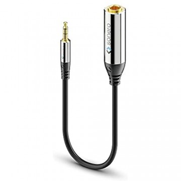 sonero® Premium Kopfhörer Adapter 0 20m 3 5mm Klinke Stecker auf 6 3mm Klinke Buchse schwarz