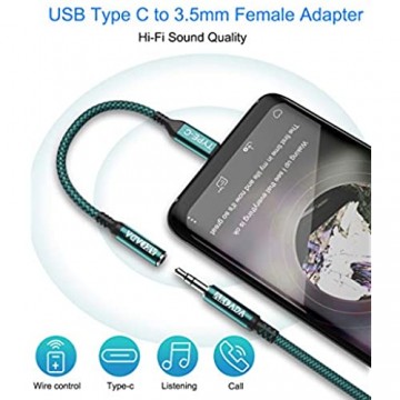 USB C Kopfhörer Adapter AkoaDa USB C auf Klinke 3.5mm AUX Audio Adapter für Huawei P40 30 Pro/Mate 40 30 Pro Samsung S20/S20 Ultra/Note 10/A80 Pixel 4 3 2 XL Xiaomi Mi 10 9/9 SE Mix 3/2(Grün)