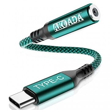 USB C Kopfhörer Adapter AkoaDa USB C auf Klinke 3.5mm AUX Audio Adapter für Huawei P40 30 Pro/Mate 40 30 Pro Samsung S20/S20 Ultra/Note 10/A80 Pixel 4 3 2 XL Xiaomi Mi 10 9/9 SE Mix 3/2(Grün)