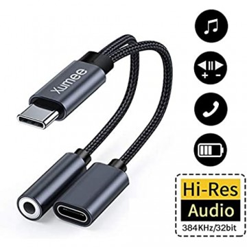 USB Typ C auf 3 5 mm Kopfhörer- und Ladegerät-Adapter 2-in-1 USB C auf AUX Audio Jack Hi-Res DAC und Schnelllade-Dongle Kabel kompatibel mit Pixel 4 3 XL Galaxy S21 S20 S20+ Plus Note 20 (grau)