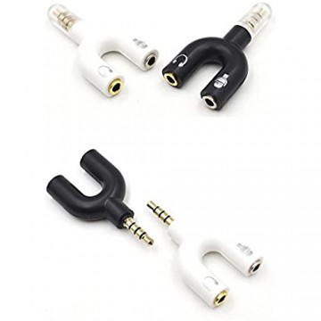 Vimmor 2-Wege-U-Splitter-Adapter 3 5 mm Audio-Klinkenstecker zu Kopfhörer und Mikrofon Konverter für alle Geräte mit 3 5-mm-Klinkenstecker schwarz und weiß 2 Stück