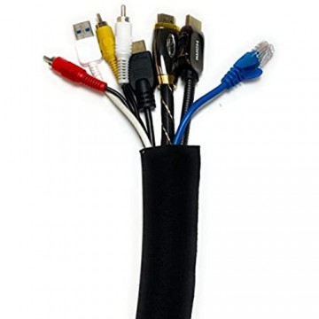 10 cm breite Kabel-Management-Hülle flexibler Neopren-Kabelkanal für Schreibtisch TV Computer Kabel-Abdeckung Drahtverstecker schwarz 2 5 cm/0 98 Zoll) (1 5 m)