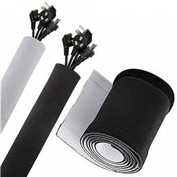 AFAROFF neu gestaltete 59-Zoll-Kabelführung einstellbare schwarz-weiße Neopren-Kabelführung die für Kabelmanagement Kabelschutz und Kabelorganisator verwendet wird