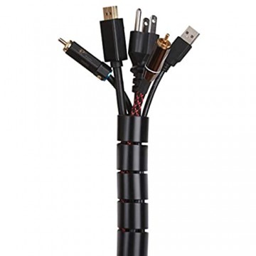 Alex Tech 25mm-3.1m Kabelschlauch Kabelschutz Kabelkanal Kabelhülle Cord Organizer Für TV Computer Heimkino – Schwarz