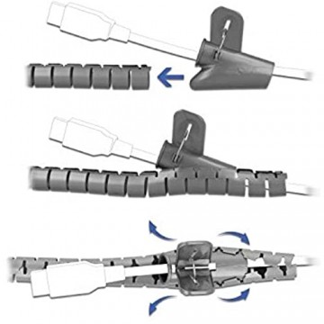 DeLOCK Spiralschlauch mit Einziehwerkzeug 2 5 m x 15 mm Kabelschlauch grau