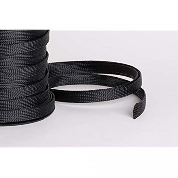 Geflochtener Kabelschlauch aus Polyester elastisch Durchmesser 3 mm dehnbar auf 6 mm Länge 10 m Schwarz