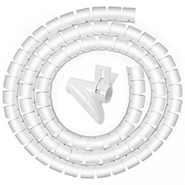 Kabelmanagementmanschette 2M Kabelbündler-Manager mit Kabelorganisationsclip zum Organisieren von USB/TV-Leitungen Stromkabeln im Heim- und Bürobereich DIY Flexibles Spiralrohr-Weiß