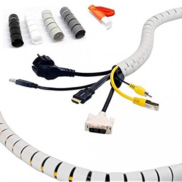 KabelOrdnung® – Kabelschlauch Ø 25mm (3-8 Kabel) 2 5m weiß – flexibler Kabelkanal mit Einziehwerkzeug kürzbar Kabeltunnel als sicherer Kabelschutz