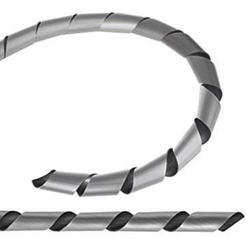 Maclean MCTV-685 S Flexible Kabelspirale Spiralband Kabelschlauch Bündelbereich Wickelschlauch 3m (8.7 * 10mm Silber)