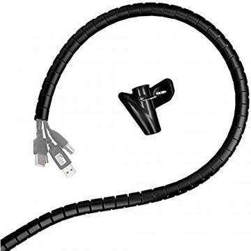 Minadax® 2 Meter 15mm Ø professioneller HighTech Kabelschlauch Kabelkanal in schwarz für flexibles Kabelmanagement an Computer und Arbeitsplatz