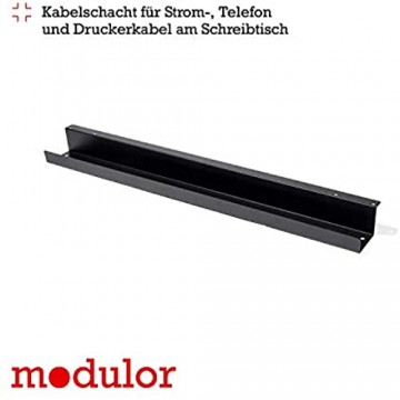 Modulor Kabelkanal Kabelführung für den Schreibtisch (7 x 9 x 102 5 cm) Kabelhalterung inklusive Schrauben schwarz