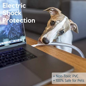 PROTECTO Tier-Kabelschutz - Flexibler Kabelschutz. Geruchsfrei Beißfest 305 cm Grauer Kabelschlauch - für Katze & Hund Schutz für Strom- & Ladekabel - Beleuchtung Ethernet RCA & HDMI