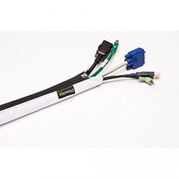 STAYWIRED Flexibler Kabelmantel mit Reißverschluss 200 cm weiß Elegantes Kabelmanagement für bis zu 10 Kabel
