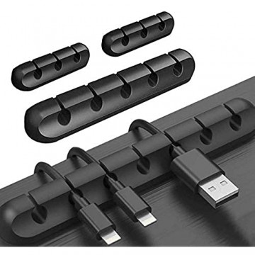 4 Stück Kabelhalter Kabelclips Selbstklebende für Netzkabel USB Cable Ladekabel Ladegeräte Audiokabel Cable Schreibtisch Kabelführung Organizer Set(Schwarz)