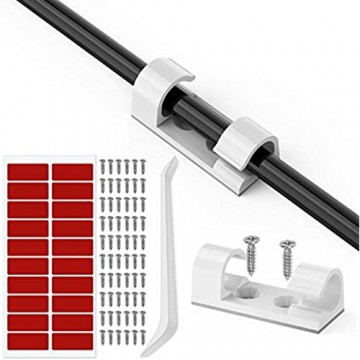 60 Stück Kabelclips Kabelführung Kabel Organizer Selbstklebende Drahthalter für Schreibtisch Netzkabel USB Ladekabel Ladegeräte und Audiokabel (Weiß)