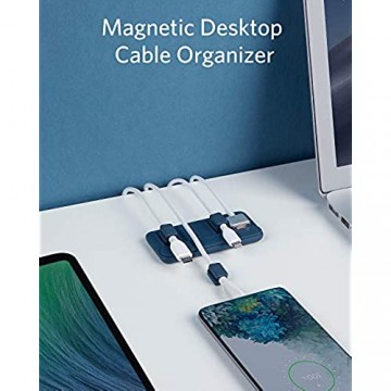 Anker Kabel Management magnetische Kabelhalterung Desktop Kabelbinder 5 Clips für Lightning-Kabel USB-C Kabel Mikro Kabel Klebt auf Holz Marmor Metall und Glas (in Blau)