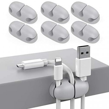 Delidigi 6 Pack Kabel Organizer Kabelclips halter Schreibtisch für USB-Kabel Draht Home Office und Auto(Grau)