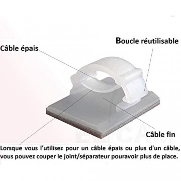 Elfcam - Kabelclips Selbstklebend für Glasfaserkabel (LWL Patchkabel) Stromkabel Netzwerkkabel USB Ladekabel und Audiokabel Weiß (50 Stück)