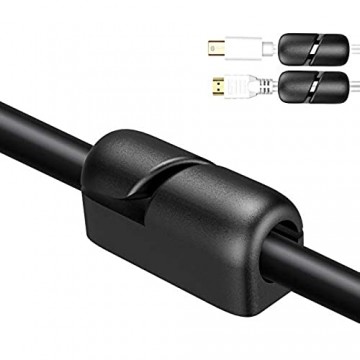 Kabelhalter Selbstklebend 20 Stück Silikon Kabelclips für USB-C-Kabel und Stromkabel Kabelklemme Kabelorganizer (Schwarz)