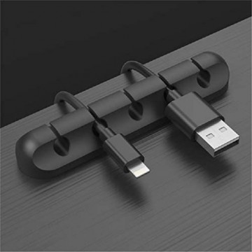 Kabelhalterclips selbstklebender Desktop-Kabelhalter mit 5 Steckplätzen Silikon-Kabelmanagement-Organizer für USB-Ladekabel/Netzkabel/TV-Kabel/Mauskabel PC Office Home