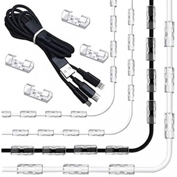 REKALRO 100 Stück kabelklemme，1 Stück USB Cable Kabelclips Selbstklebend kabelhalter selbstklebend Transparent Kabel Management Clips Kabelklemme Set für Schreibtisch für kabel zum kleben