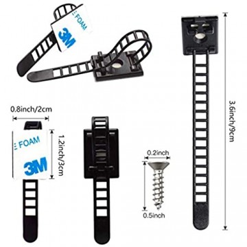 Zokone Kabel-Clips 100 Stück Kabel-Halterung Kabel-Management selbstklebend für Kabelmanagement in Haus TV Büro und Auto (Schwarz*100 Stück)