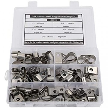 80PCs R-Type Clip Kabelklemme Verbindungssortiment Kit Hardware Teile 304 Edelstahl 6-16mm