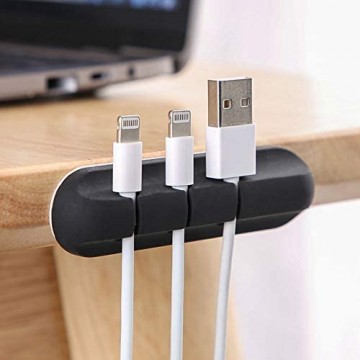 HERCHR Kabelcliphalter Selbstklebender Silikon-Schreibtischkabel-Organizer für USB-Ladekabel(3 Clips)