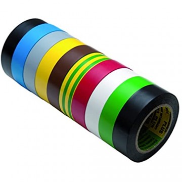Isolierband Reparaturband Set in verschiedenen Farben Länge 10 m Breite 15mm 10 Rollen universell für den Elektrobereich erfüllt VDE ÖVE & SEV