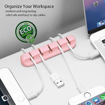 Kabel-Clips 5 Packungen rosa Kabel-Management-Kabel-Organizer selbstklebender Kabelhalter für USB-Kabel/Netzkabel/Draht Auto und Schreibtisch Zuhause und Büro (7-5-3-1-1 Steckplätze)