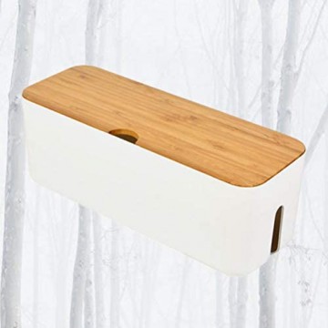 TOPBATHY Kabelmanagement Aufbewahrungsbox Kabel-Organizer Zubehör für Zuhause Kabel-Organizer versteckte Box mit weißer Holzabdeckung