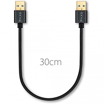 0 3m Nylon USB 2.0 Kabel Stecker A auf Stecker A männlich Spezialkabel USB Verbindungskabel schwarz Goldstecker