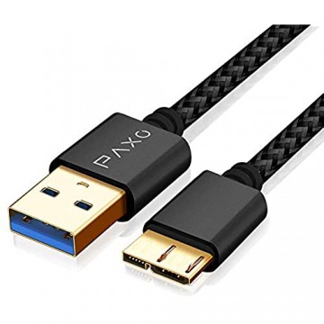 1m Nylon USB Micro USB 3.1 Gen 1 | USB 3.0 Festplattenkabel 5Gbit/s USB HDD Kabel Datenkabel Ladekabel schwarz USB A Stecker auf Micro B Stecker
