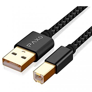 2m Nylon USB Druckerkabel schwarz USB A Stecker auf USB B Ladekabel Datenkabel Goldstecker