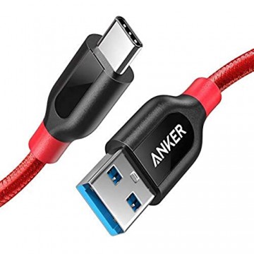 Anker PowerLine+ 90cm USB C Kabel auf USB 3.0 A lebenslange Garantie sehr Beständig für USB Typ-C Geräte Inklusive Galaxy S8 S8+ S9 S10 MacBook Sony XZ LG V20 G5 G6 HTC 10 Xiaomi 5 usw.(Rot)