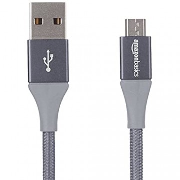 Basics - USB-2.0-A auf Micro-B-Kabel mit doppelt geflochtenem Nylon | 1 8 m Dunkelgrau