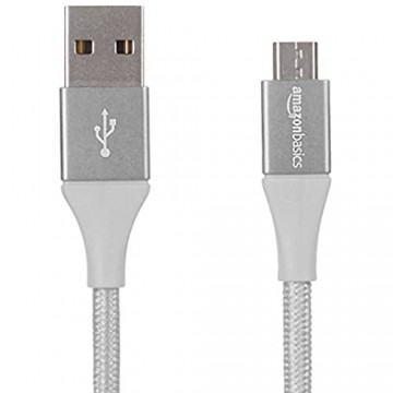 Basics - USB-2.0-A auf Micro-B-Kabel mit doppelt geflochtenem Nylon | 1 8 m Silber