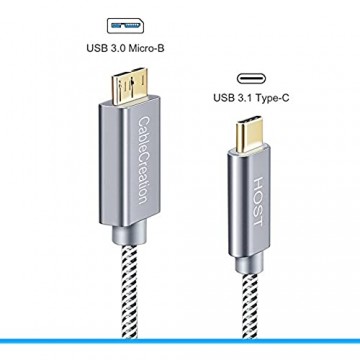 CableCreation USB C auf Micro USB 3.0 USB 3.1 Typ C auf USB Micro-B(Gen2/10Gbps) Kabel USB C zu Micro B 3.0 Kabel USB C Verbindungskabel für Apple MacBook Pro Chromebook Pixel HDD usw 30cm/Grau