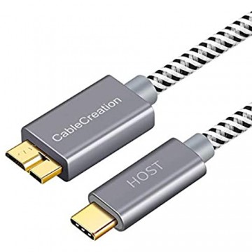 CableCreation USB C auf Micro USB 3.0 USB 3.1 Typ C auf USB Micro-B(Gen2/10Gbps) Kabel USB C zu Micro B 3.0 Kabel USB C Verbindungskabel für Apple MacBook Pro Chromebook Pixel HDD usw 30cm/Grau