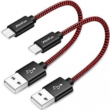 CLEEFUN USB C Ladekabel Kurz [30CM/0.3M 2-Stück] Nylon Typ C Schnellladekabel für Samsung Galaxy Note 8 9 10 S8 S9 S10 Plus S10e S10 lite A20e A41 A51 A71 A40 A50 A70