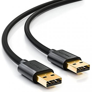 deleyCON 1m USB 2.0 High Speed Kabel Datenkabel - USB A-Stecker zu USB A-Stecker - schnelle und sichere Datenübertragung Passgenaue Stabile USB Stecker Abwärtskompatibel Schwarz