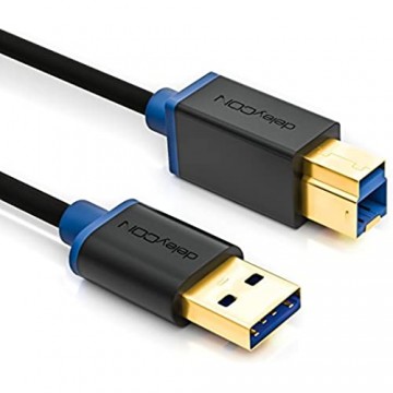 deleyCON 1m USB 3.0 Super Speed Kabel USB A-Stecker zu USB B-Stecker Datenkabel bis zu 5Gbit/s für z.B. Drucker Scanner Multifunktionsdruckern