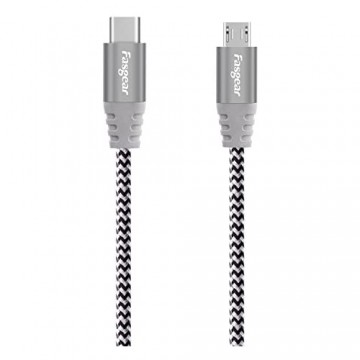 Fasgear USB C auf Micro-USB-Kabel [1 m] Mit Nylon geflochtenes Typ C auf Micro-USB-Kabel Kompatibel mit Galaxy S7 / S7 HTC One / 10 und mehr (Grau)