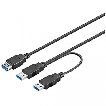 goobay 95749 USB 3.0 Dual Power SuperSpeed Y-USB-Kabel für Externe HDD/SSD schwarz